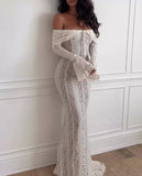 Taooba Daysi Off Shoulder Lace Maxi Dress