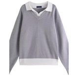 fall outfits men Casual Inner Sweater Men's Top Long-Sleeved Polo Shirt Men's High-End Fashion Stitching Fake Two-Piece Sweater Men