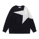 sweater American Retro Five-Pointed Star round Neck Sweater Street Design Youth Men and Women Loose Couple Sweater