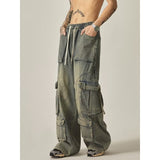 y2k outfits American Retro High Street Overalls Men's Straight Wide Leg Jeans 2024 New Fashion Trendy Ins Trousers