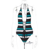 Taooba Etty Striped Crochet Bodysuit