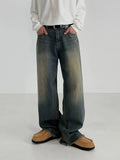 Taooba- 11183 WASHED BLUE DENIM STRAIGHT JEANS