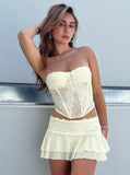 Taooba- Sexy Two Piece Lace See-Through Double Layer Short Skirt Suit