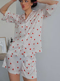 Taooba- Sweet Heart Print Two Piece Short Sleeve Pajamas