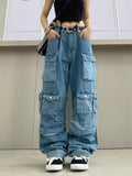 dti outfits Women's Fashion All-Match Jeans Zipper Light Color Washed Overalls Trousers Simple New