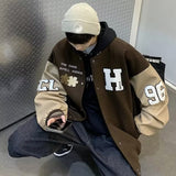 mens clothing styles Woolen Patchwork Baseball Uniform American Retro Fashion Brand Loose Jacket Spring and Autumn Men and Women Couple Casual All-Matching Jacket