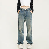 RTK (W) Taooba. 1535 BLUE INDUSTRIAL DENIM WIDE STRAIGHT DENIM JEANS