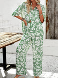 Taooba- Green Printed Button Up Shirt and Pants Set