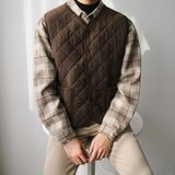 Taooba-2801 BROWN DIAMOND QUILTED VEST