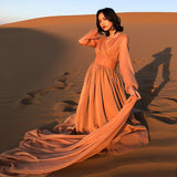 costume ideas Travel Wear Travel Women's Clothing Travel Holiday Ethnic Style Orange Retro Slimming Desert Dress 