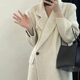 fall outfits 2024 Korean Style Suit Double-Sided Wool Coat Women's Long 2024 Autumn and Winter New Shoulder Casual Commuter Woolen Coat Women