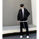 man outfit Spring and Autumn Black Short Jacket Men's High-Grade Lapel Workwear Pilot Jacket High Street Vibe American Baseball Uniform