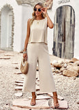 Taooba- Two Piece Sleeveless Top Wide Leg Square Pants