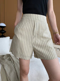 Taooba- French Stripe Long-Sleeved Shirt and Shorts Set