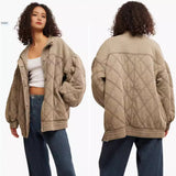 fall outfits 2024 2024 Autumn and Winter Rhombus Quilted Loose Jacket Fashion Cotton-Padded Coat 