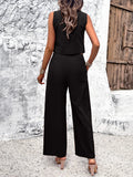 Taooba- Black V-Neck Buttoned Vest Casual Set Suit