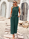 Taooba- Two Piece Sleeveless Top Wide Leg Square Pants