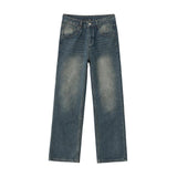 Taooba- 6510 WASHED BLUE DENIM WIDE STRAIGHT JEANS