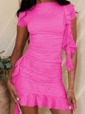 Taooba- Pink Two Piece High-Grade Ruffled Tassel Skirt Suit