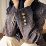 fall outfits women Maillard Plaid Suit Jacket for Women Spring and Autumn New Style Light Mature Retro Top  Suit