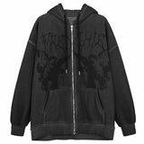 grunge dti New Hoodie Sweater Women's Loose Street Sports Zipper Cardigan Coat Trendy