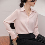 business casual outfits Autumn Korean Style Fashionable Lapel  Elegant Commuter Long-Sleeved Shirt for Women