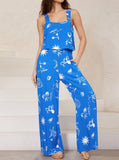 Taooba- Two Piece Graphic Printed Sleeveless Shirt and Pants Set