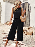 Taooba- Two Piece Sleeveless Top Wide Leg Square Pants