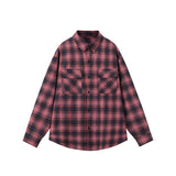 men’s style American Retro Gradient Plaid Shirt Men's Spring and Autumn Hong Kong Style Casual Couple Long Sleeve Shirt Loose Workwear Jacket