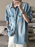 Taooba- 9210 DISTRESSED DENIM SHORT SLEEVE SHIRT