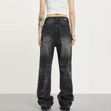 RTK (W) Taooba. 1371 WASHED DARK GRAY WIDE STRAIGHT DENIM JEANS