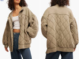 fall outfits 2024 2024 Autumn and Winter Rhombus Quilted Loose Jacket Fashion Cotton-Padded Coat 