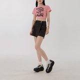 RTK (W) Taooba. 3220 DENIM SHORTS & PINK SHORT SLEEVE