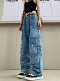 dti outfits Women's Fashion All-Match Jeans Zipper Light Color Washed Overalls Trousers Simple New