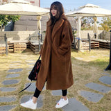 fall outfits women Autumn and Winter Large Lapel Lambswool Warm Coat Suit Collar Lambswool Long Trench Coat