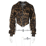 Taooba Rosalynn Leopard Zipper Hooded Cardigan