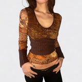 Taooba Kelise Renaissance Print Long Sleeve Top