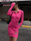 2000s fashion Women's 2024 New Summer Waist Slimming Sheath Cardigan Button Long Sleeve Knitted Dress