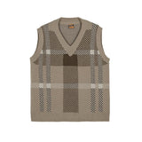 Taooba-3211 V-NECK PLAID VEST