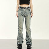 RTK (W) Taooba. 1917 YELLOW BLUE SLIM MICRO FLARED DENIM JEANS