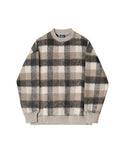 Taooba-10175 KNIT PLAID CREWNECK SWEATER