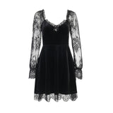 grunge dti  Dark Style Autumn New Hip Hop Lace Fashion Chest Speaker Long Sleeve Dress