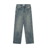 RTK (W) Taooba. 2094 BLUE WIDE STRAIGHT DRAPE DENIM JEANS