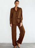 Taooba- Comfortable High-End Long Sleeved Trouser Simple Two-Piece Set