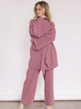 Taooba- Rose Long-Sleeves Loose Trouser Two-Piece Suit