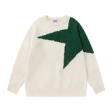 sweater American Retro Five-Pointed Star round Neck Sweater Street Design Youth Men and Women Loose Couple Sweater