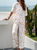 Taooba- White Temperament Printed Short-Sleeved Suit