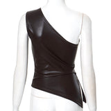 Taooba Millie Faux Leather One Shoulder Top