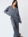 Taooba- Allover Print Collared long Sleeve Shirt and Pants