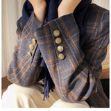 fall outfits women Maillard Plaid Suit Jacket for Women Spring and Autumn New Style Light Mature Retro Top  Suit